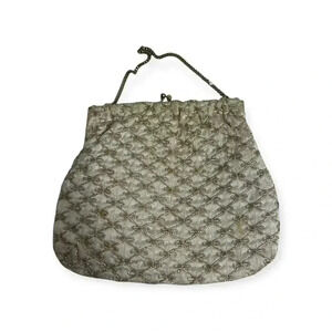 Vintage cream and Gold sequin evening bag with Clasp And Chain